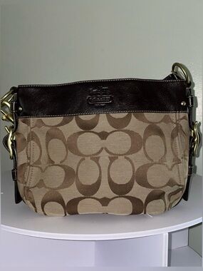 Coach Brown Signature Canvas Shoulder Bag